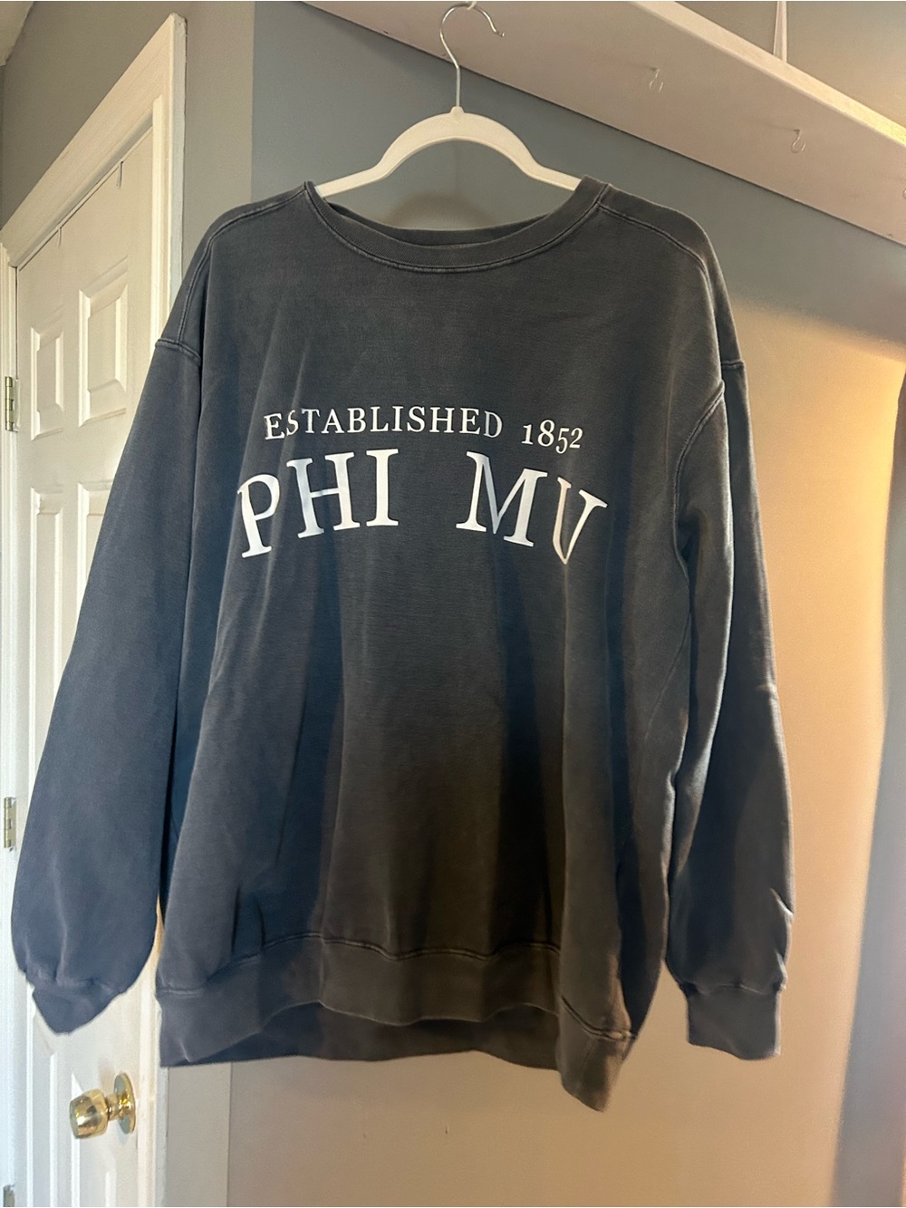 Phi Mu Established 1852 Crewneck Sweatshirt - Charcoal